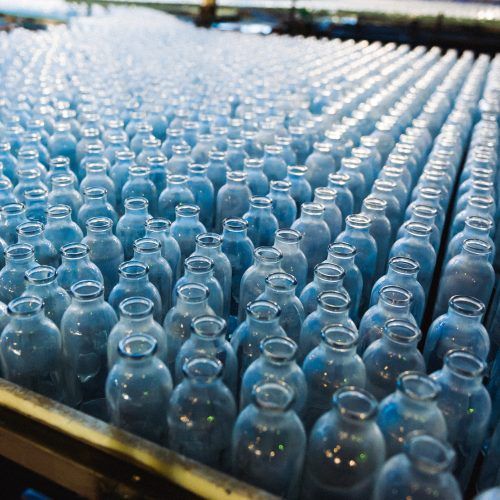 Plant for the production of bottles, glass plant