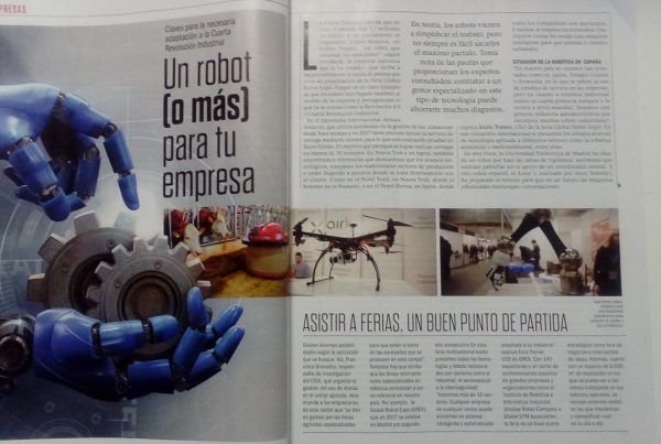 Portada y primera página del reportaje de Robótica en Emprendedores