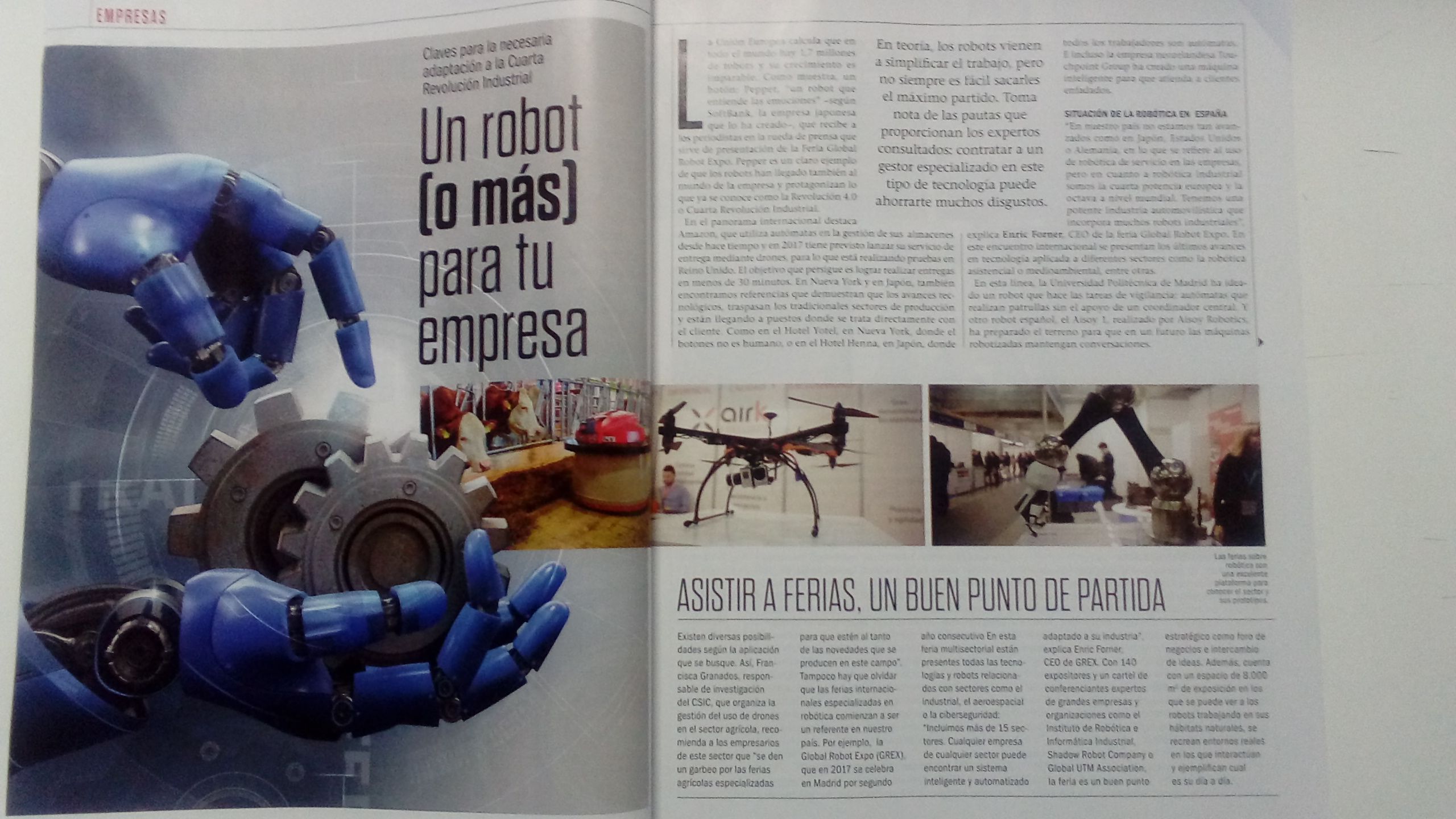 Reportaje en la revista Emprendedores: Claves para gestionar los recursos de robótica en tu empresa